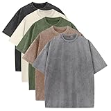 T-Shirts Pack:Unisex Cotton Crew T Shirts Bulk Short Sleeve Heavyweight Vintage Tees Mix Colors Clothes Basic Tops