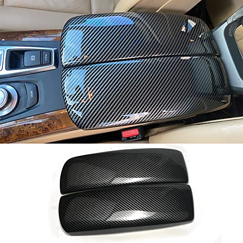 NA for BMW X5 X6 E71 E70 ABS Carbon Fiber Color Car Interior Center Armrest Box Cover Console Box Storage Box Trim Covers (X5 E70 2007-2013/X6 E71 2008-2014)