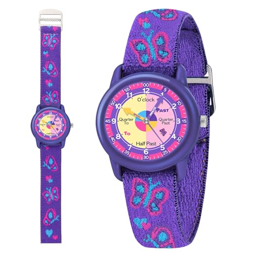Timever Kids Analog Watches for Girls Boys with Soft Elastic Fabric Strap, Learning Time Waterproof Watch for Ages 3-12 Kids, Gift for Toddlers & Children