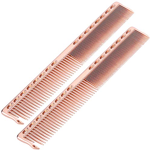 2pcs Stainless Steel Hair Comb - Multiple Colour Barber Comb for Hair Styling Salon (Rose Gold)
