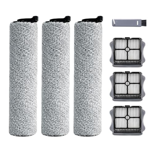 Roller Brush and Filter Replacement Compatible with Tineco iFloor 3/ Floor One S3 Cordless Vacuum Cleaner, Replacement Parts Include 3 Brush Rollers, 3 Filters