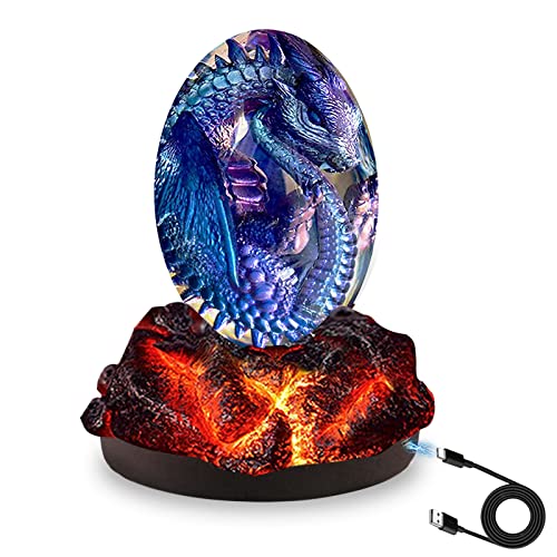 LOWEEY Lava Dragon Egg with Luminous Base, Toys for Over 36 Months, Handmade Crystal Dragon Statue, Figurines for Dragon Lovers,Unique Gifts Decor for Christmas, Birthdays