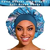 ROYBENS Satin Bonnet Hair Bonnet for Sleeping- 4 Pack Large Bonnets for Black Women with Elastic Soft Band for Hair Care