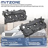 MITZONE Valve Covers with Gasket and Bolts Compatible with 2007-2013 Nissan Altima 2013-2014 Nissan Pathfinder V6 3.5L