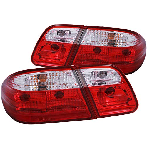 HEADLIGHTSDEPOT LED Tail Light Compatible with Mercedes-Benz E300 E320 E420 E430 E55 AMG 1996-2002 E-Class W210 Includes Left Driver and Right Passenger Side Tail Lights with Red and Clear Lens