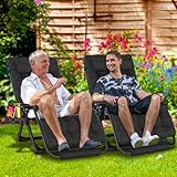 YOMIFUN Oversized Zero Gravity Chair, 33In XXL Padded Lounge Chair, Recliner Chair W/Cushion& Storage Bag, Footrest, Reinforced Full-Alu Alloy Lock, Larger Cup Holder, for Indoor Outdoor, 500lbs Max