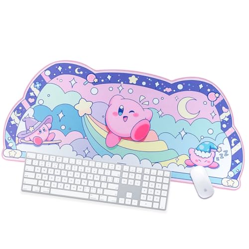 BelugaDesign Dreamy Bubble Desk Mat | Large Pastel Rainbow Anime Star Blue Pink Purple Mousepad | Cute Kawaii Gaming PC Laptop Mat | Candy Wizard Ball Keyboard Protector | Office Home Decor Blotter