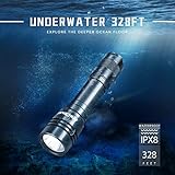 HECLOUD 2 Pack Scuba Diving Flashlight with Rechargeable Power Dive Light Torch 5500 Lumens Underwater 328ft IPX8 Waterproof 4 Modes Safety Light with USB Charger for Submarine Deep Sea Snorkeling