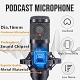 Podcast Equipment Bundle for 2, V8s DJ Mixer Voice Changer with BM-800 Podcast Microphone Bundle - Studio Condenser Microphone Perfect for Podcasting, Recording, Singing, Streaming and Gaming