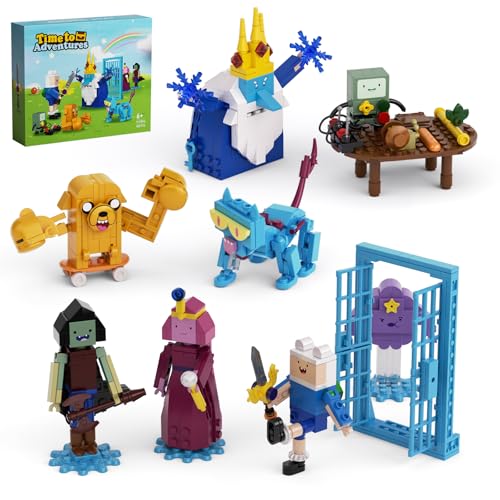 Adventure Building Set- BMO Finn Ice King Bubblegum Marceline Lumpy Space Skateboard Dog Devil Cat with Table and Door Building Block Compatible with Lego，for Adventures Cartoon Fans （589pcs）