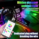 HMYC Car Interior Ambient Lights,18 in 1 128 Colorful LED Acrylic Fiber Optic Strip,Universal Multiple Modes Decoration Atmosphere with Music Sync Rhythm,APP Control,RGB Neon Lighting for All Cars