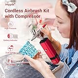 imyyds Airbrush Kit with Compressor, 32 PSI High Pressure Cordless Airbrush Gun, Portable Dual Action Airbrush Compressor Set, Handheld Mini Rechargeable Air Brushes for Painting, Model, Nail, Makeup