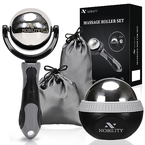 Nobility Massage Ball Roller– Ice Cold and Hot for Deep Tissue and Sore Muscle Relief of Stiffness and Stress, Body, Neck, Back, Foot, Plantar (Grey)