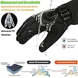 MOREOK Waterproof & Windproof -30°F Winter Gloves for Men/Women, 3M Thinsulate Thermal Gloves Touch Screen Warm Gloves for Skiing,Cycling,Motorcycle,Running-Black-L