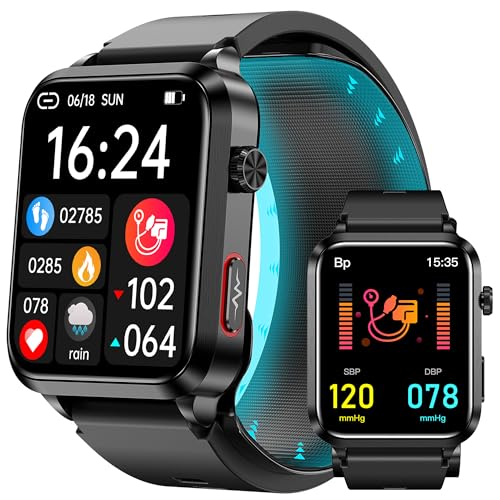 Yowow BIT Blood Pressure Smart Watch with Air Bag Cuff, 1.92" lPS Color Screen, 24/7 Heart Rate Blood Oxygen Sleep Respiration Rate Health Monitor Familiy Data Sharing