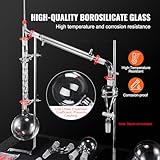 VEVOR Lab Distillation Kit, 3.3 Boro Lab Glassware Distillation Kit with 24, 40 Joint, 1000ml Essential Oil Distillation Apparatus Kit, 29 pcs Set of Glassware Equipment