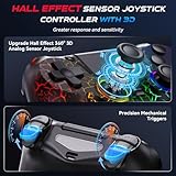 GamingBoy 2 Pack Wireless Controller for PS4, Crack Design Remote Control for Ps4/Slim/Pro/PC with Led RGB Light-up,Hall Effect Joystick,Type-C Port,1000mah Battery,Vibration,6-Axis Sensor,Audio Jack