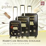 FUL Harry Potter Rolling Luggage, Hogwarts Express Hardshell Suitcase with Spinner Wheels, Black, 3 Piece Set