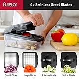 Fullstar Vegetable Chopper, Food Chopper, Veggie Chopper, Onion Chopper, Vegetable Chopper with Container (11 in 1 - Black/Stainless Steel)