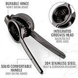 Zulay Kitchen Lemon Squeezer Stainless Steel - Premium Quality, Heavy Duty Solid Metal Squeezer Bowl - Large Manual Citrus Press Juicer and Lime Squeezer Stainless Steel - Black