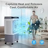 Uthfy Swamp Cooler Air Conditioner, Evaporative Air Cooler with 5.3 Gallon Water Tank, 4 Ice Box, Remote, 12H Timer, 120°Oscillation, Portable Cooling Fan with 3 Speeds for Bedroom Home Office