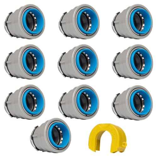 QuickFitting 3/4 inch Junction Box Connector | Push Install PVC Electrical Conduit Fitting | for Rigid Sch 40 and Sch 80 PVC Conduit | 10-Pack Liquid Tight Conduit Box Connectors