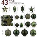 Christmas Ball Ornaments - 43pcs Shatterproof Christmas Tree Decorative Hanging Ornaments with Loop for Xmas Holiday Party Wreath Home Decoration (Army Green)