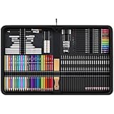 HIFORNY 100 PCS Drawing & Sketching Set, Professional Art Supplies with Graphite,Charcoal, Colored,Watercolor,Metallic Pencils,Blending Tools,Sketchbook and Coloring Book in Zipper Case (Black)