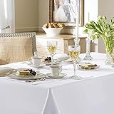 Fitable White Tablecloths for Rectangle Tables, 6 Pack - 70 x 120 Inches - Reusable and Washable Table Clothes for 6-8 Ft Tables, Polyester Fabric Table Covers for Wedding, Party, Banquet