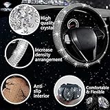 NBTEPEM 27 PCs Bling Car Accessories Set for Women, Steering Wheel Covers Universal Fit 15 Inch, License Plate Frame, Phone Holder, Bling Car Coasters (Silver Diamond)