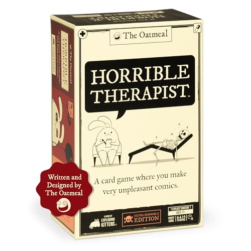 Exploding Kittens Horrible Therapist: Extra Horrible Edition 3-8 Players - Ages 17+ - 15 Minutes to Play - Comic Building Game - Party Game, Family Game Night, Card Game