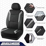 Skechers Memory Foam Car Seat Covers, Air Cool Mesh Thick Seat Covers, Gray Two Front Car Seat Protector, Airbag Compatible, Automotive Comfort & Protection for Most Cars, Van,Trucks, SUV,Grey