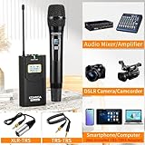 Comica CVM-WM100 H UHF 48-Channel Professional Wireless Handhled Microphone System for Canon Nikon Sony Panasonic Fuji DSLR Camera, XLR Camcorder, Smartphone, Perfect for Video Recording/Interview