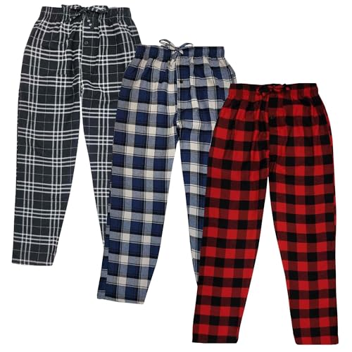 Different Touch 3 Pack Big and Tall Pajama Lounge Pants with Pocket Cotton Bottoms Sleepwear For Men (4XL, Assorted C)