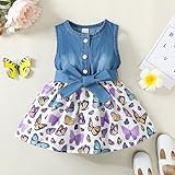 Baby Girl Clothes Summer Outfits Butterfly Sleeveless Dress Infant Denim Purple Dresses Sundress Toddler Causal Boho Dress 12-18 Months Girl Clothes