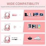 SOMIC Cat Ear Headphones, 2.4G/Bluetooth Wireless Gaming Headset for PS5, PS4, PC with RGB Lights and Retractable Mic, 10Hrs Playtime, 7.1 Surround Sound for Laptop, Smartphone-GS510 Pro - Pink