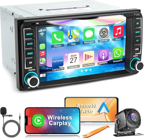 7 Inch Head Unit Car Radio for Toyota 4Runner 2003-2009, for Tundra 2003-2006, for Sequoia 2003-2007, Car Stereo with CD/DVD Player- CarPlay & Android Auto,Bluetooth & FM Radio