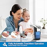 PZOTRUF Automatic Soap Dispenser, Touchless Dish Soap Dispenser 17oz/500ml with Infrared Sensor, 5 Adjustable Soap Levels, Liquid Hand Soap Dispenser for Bathroom Kitchen (Silver)