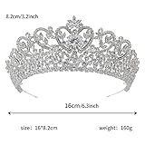 Silver Crystal Crowns and Tiaras Wedding Tiaras for Bride 5A Cubic Zirconia Quinceanera Crown Heart Shape Big Princess Pageant Prom Party Headband CZ Crystal Hair Accessories Bridal Headpieces