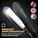 Revamp Progloss MoistureCare 1.25-Inch Flat Iron Hair Straightener – Steam Hair Straightener with Keratin, Argan & Coconut Oil Infused Ceramic & Ionic Floating Plates, Easy to Use with Auto-Off