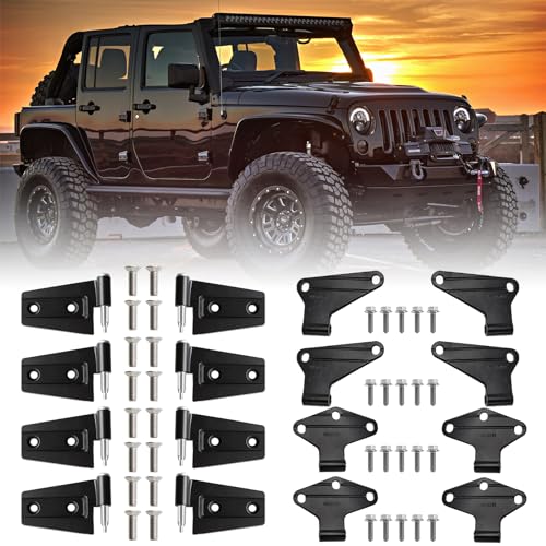 B.ZSSY 16PCS Body Door Hinge Sets Compatible with 2007-2018 Jeep Wrangler JK JKU Unlimited Inside & Outside Door Hinges