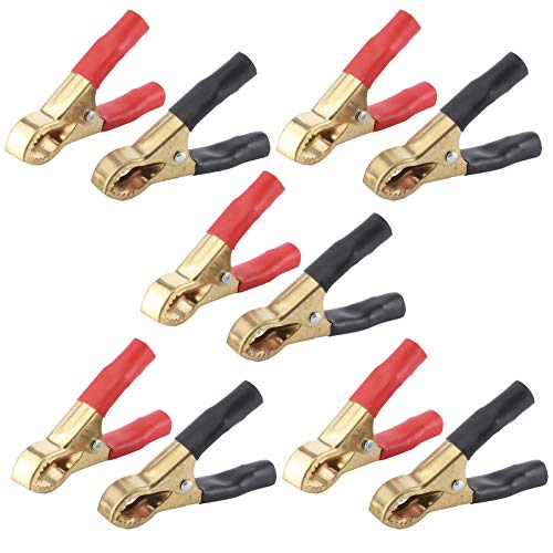 5Pair Alligator Clips Electrical, 50A 3.1inch Heavy Duty Insulated Pure Copper Charging Battery Clips Alligator Clamps, Spring Loaded Truck Car Electrical Battery Test Jumper Lead Probe
