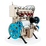 DjuiinoStar Vehicle Engine Model Assembly Kit (300+ Pieces Components, 5 Hours Assembly Time), Four-Stroke Straight-Four Gas Engine Working Model, 4 Cylinder Engine Kit DM13-1