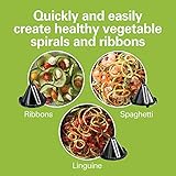 Hamilton Beach 3-in-1 Electric Vegetable Spiralizer for Veggie Noodles, Zoodle Maker & Slicer With 3 Cutting Cones for Spaghetti, Linguine, and Ribbons, 6-Cups, Black (70930)