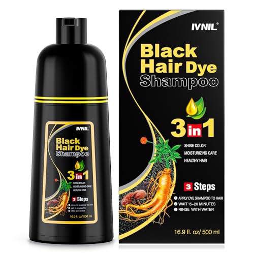 Ivnil Black Hair Dye Shampoo 3 in 1 Hair Color Shampoo for Women & Men for Gray Hair Coverage for Instant Champu Para Canas