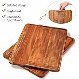 Roowest 5 Pack Solid Acacia Wood Serving Trays Rectangular Wooden Board for Food Appetizer Serving Tray Plates for Vegetables Fruit Charcuterie Cheese Platters Home Decor(14 x 10 Inch)