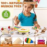 Toddler Musical Instruments - Xylophone for Toddlers 1-3 Easter Gifts,Wooden Rainbow Colors Kids Musical Instruments Include Tambourine for Kids as Baby Girls Boys Birthday Gifts