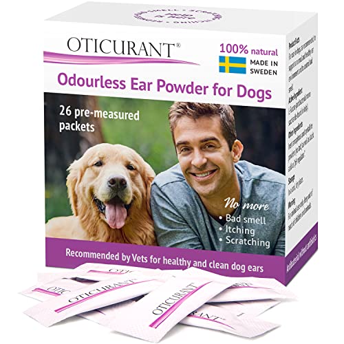 OTICURANT Pet Ear Powder for Dogs | No More Itching, Scratching or Bad Smell | Reduces Waxy Build Up | No Cleaning Solution Drops or Wash Needed | 26 Easy-Dose Packets