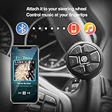 Recoil Waterproof Bluetooth Media Button Steering Wheel Remote Control for Car Bike Motorbike Boat Powersports Compatible iPhone 16 Pro/16 Samsung Galaxy or Any Android Device