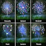 6 Pack Solar Garden Lights, Firework Lights, Decorative, 8 Lighting Modes with Remote 120 LED Twinkling Waterproof Landscape Outdoor Decor, for Pathway Backyard Walkway Patio(Colorful)